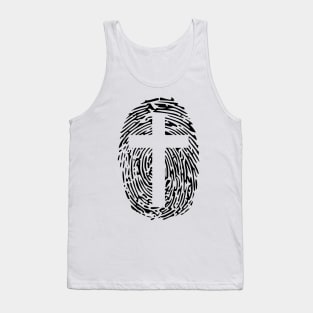 jesus-christ-team jesus- religious - gift - cross fingerprint Tank Top